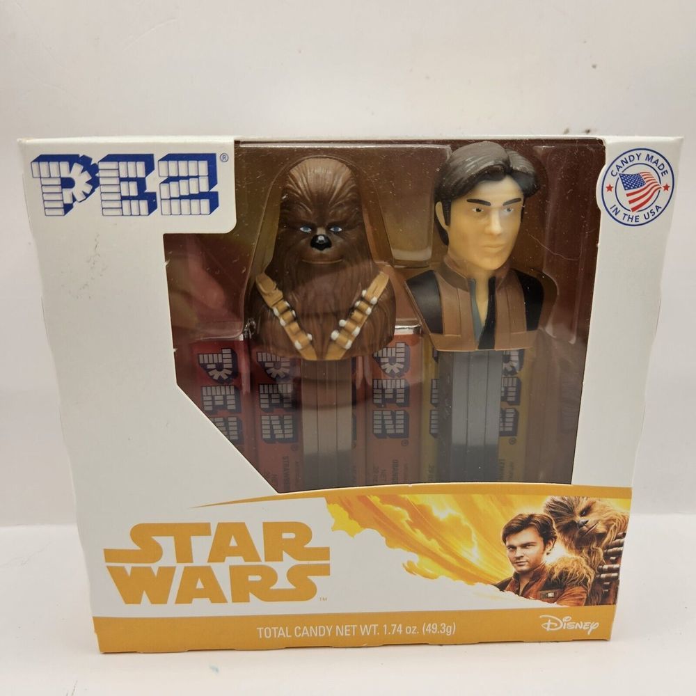 PEZ Star Wars Han Solo Chewbacca Twin Pack  Includes 6 Rolls of Candy 2018‎